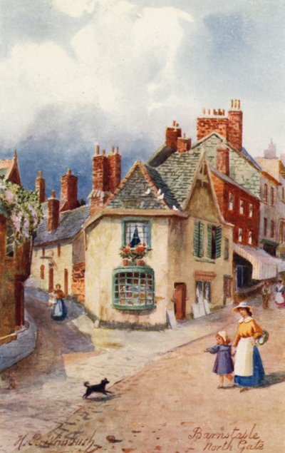 North Gate, Barnstaple (farvelitografi) af Henry B. (after) Wimbush