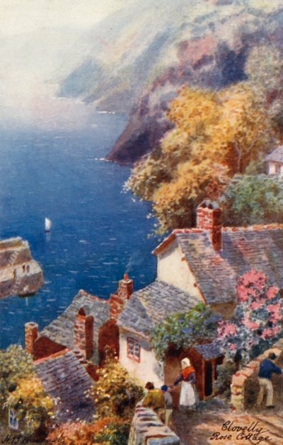 Rose Cottage, Clovelly (farvelitografi) af Henry B. (after) Wimbush