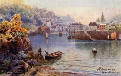 Havnen, Ilfracombe (farvelitografi) af Henry B. (after) Wimbush