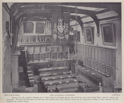 Interiør af Guildhall, Canterbury, Kent (s/h foto) af Henry Beauchamp Collis