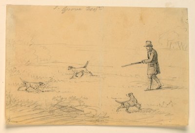 Studie af en gentleman med tre hunde, jagt af Henry Bernard Chalon