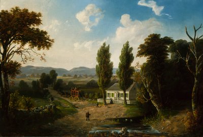 Landskab med diligence, 1856. af Henry Boese