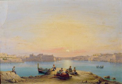 Valletta Havn ved solnedgang af Henry Charles Ferro