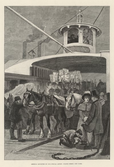 Amerika genbesøgt af Our Special Artist, Fulton Ferry, New York af Henry Charles Seppings Wright