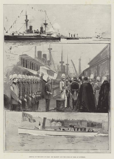Ankomst af kongen af Siam, Hans Majestæt og hertugen af York til Spithead af Henry Charles Seppings Wright