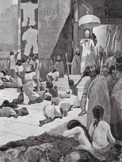 Ashur-nasir-pal og hans krigsfanger (litografi) af Henry Charles Seppings Wright