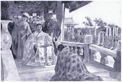 Han Yu præsenterer sit mindesmærke af Henry Charles Seppings Wright