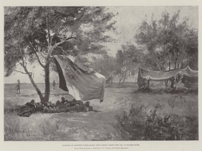 Forposter af Seaforth Highlanders, der bivuackerer i løbet af dagen ved Modder River af Henry Charles Seppings Wright