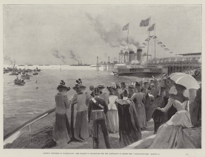 Dronningens vejr ved Folkestone, Hendes Majestæts afgang til kontinentet ombord på Calais-Douvres, 11. marts af Henry Charles Seppings Wright