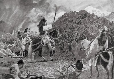 Angreb på vilde stammer (litografi) af Henry Charles Seppings Wright