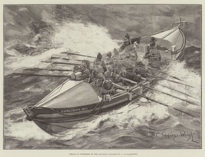 Redning af fiskere med redningsbåden Sunlight No 1 i Llandudno af Henry Charles Seppings Wright