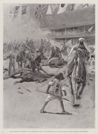 Royal Military Tournament i Agricultural Hall, Carabiners og New South Wales Lancers spreder Dervisher af Henry Charles Seppings Wright