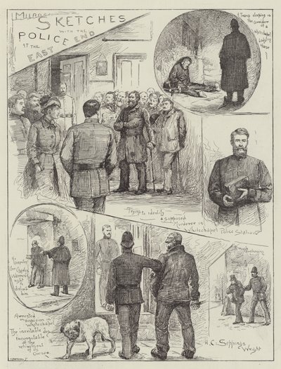 Skitser med politiet i East End af Henry Charles Seppings Wright