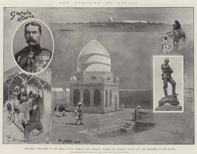 Gordons hævn, Omdurman, scenen for det store slag mellem de kombinerede britiske og egyptiske tropper og dervisherne i Soudan af Henry Charles Seppings Wright