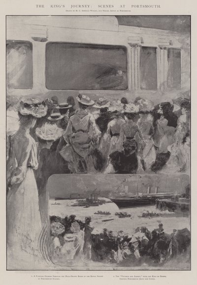 Kongens rejse, scener i Portsmouth af Henry Charles Seppings Wright