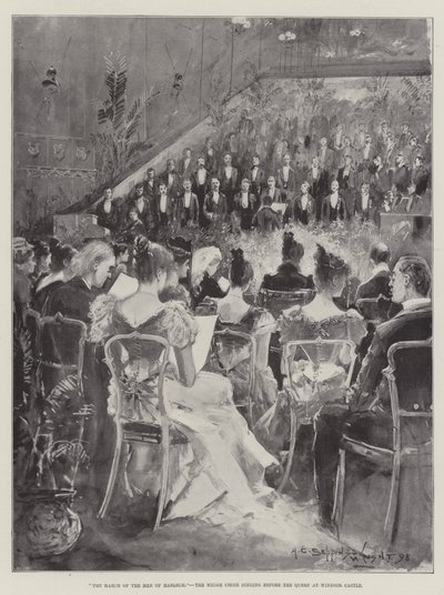 The March of the Men of Harlech, det walisiske kor synger foran dronningen på Windsor Castle af Henry Charles Seppings Wright