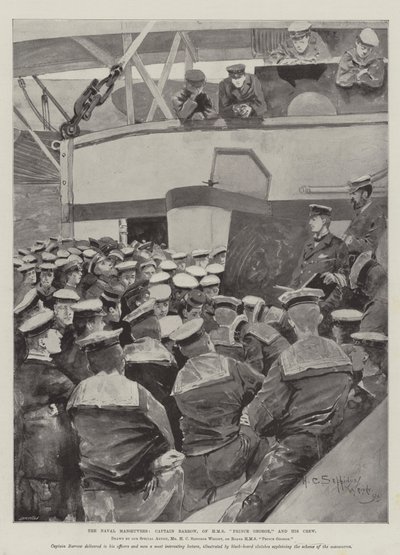 Naval Manoeuvres, Kaptajn Barrow, af HMS Prince George, og hans besætning af Henry Charles Seppings Wright