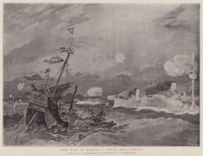 Krigen i Korea, en flådeindsats (litografi) af Henry Charles Seppings Wright
