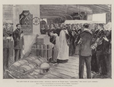 Den afdøde hertug af Saxe-Coburg-Gotha, mindehøjtidelighed om bord på HMS Alexandra, hertugens sidste kommando af Henry Charles Seppings Wright