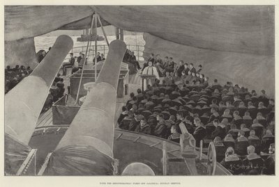 Med Middelhavsflåden ud for Salonica, søndagstjeneste af Henry Charles Seppings Wright