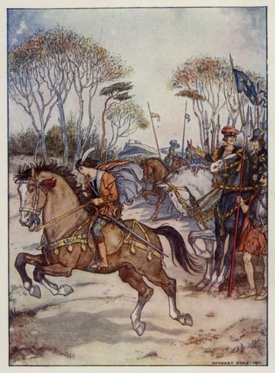 En fin udstilling af horsemanship (farve litho) af Henry Cole