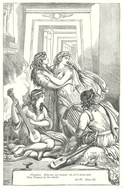 Antonius og Kleopatra (kobberstik) af Henry Courtney (after) Selous