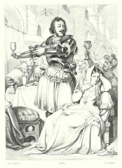 Lord Byrons barn Harold, Canto III, strofe 48 (gravering) af Henry Courtney (after) Selous