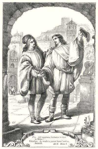 De to herrer fra Verona (kobberstik) af Henry Courtney (after) Selous