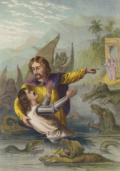 Krydser floden (chromolitho) af Henry Courtney Selous