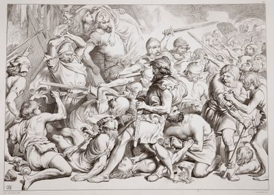 Hvordan Hereward redder Alftruda, illustration fra Hereward the Great af Charles Kingsley, pub. 1870, graveret af C.G. Lewis (stålpladegravering) af Henry Courtney Selous