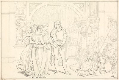 Illustration til Pilgrims Fremgang, 10. (Pilgrimen i våbenhuset) af Henry Courtney Selous