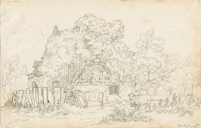 Yoxall - Old Farm House: blyantstegning, nd [c 1815] af Henry Curzon Allport