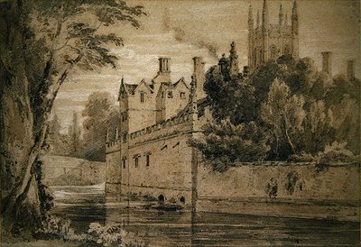 Magdalen College - En udsigt over Cherwell, der ser mod broen (blyant og akvarel på papir) af Henry Edridge