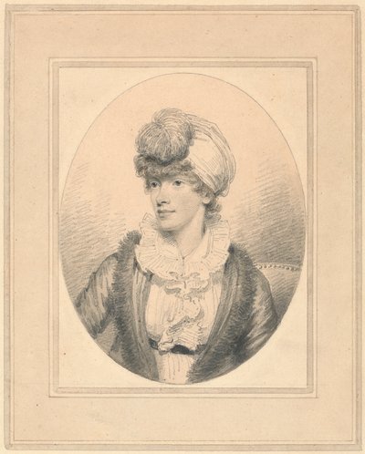 Portræt af en ung dame i en turban af Henry Edridge