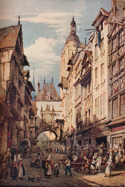 Rue De La Grosse Horloge, Rouen, 1821 af Henry Edridge