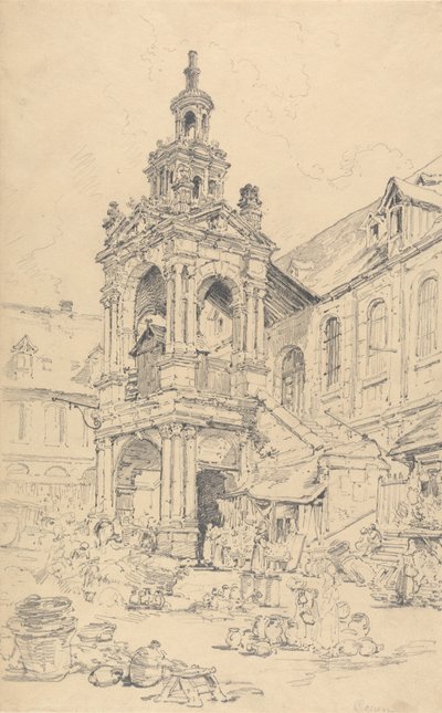 Verandaen i Halle of the Haute Vielle Tour, Rouen af Henry Edridge