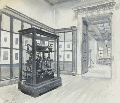 Indvendigt billede af British Museum, der viser galleriet med graveringer af Henry Edward Tidmarsh
