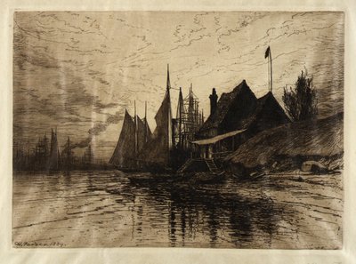 Aften, New Yorks havn af Henry Farrer
