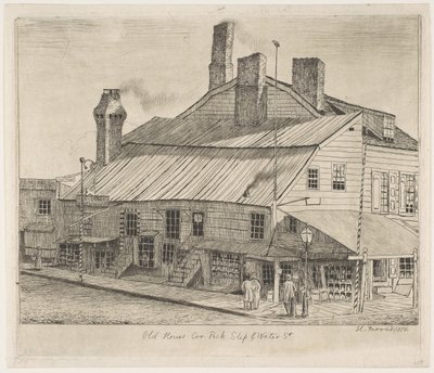 Old House, Corner of Peck Slip and Water Street fra Scenes of Old New York, 1870. af Henry Farrer
