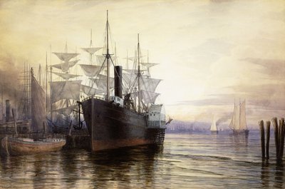 Sunset, New York Harbour, 1880 af Henry Farrer