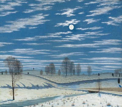 Vinterscene i måneskin, 1869 af Henry Farrer