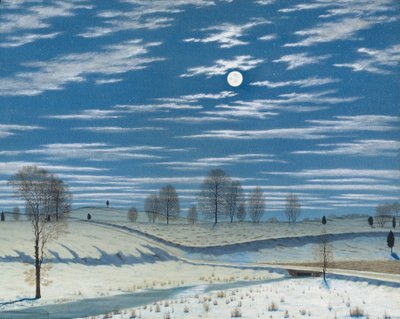 Vinterscene i måneskin, 1869. af Henry Farrer