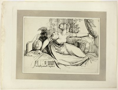 A Woman Sitting by the Window ("Aften bringer du alle"), fra det første nummer af Specimens of Polyautography af Johann Heinrich Füssli