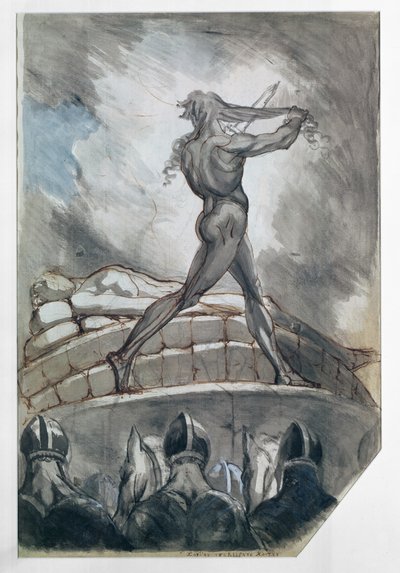 Achilleus ofrer sit hår for Patroclus, 1800-5 (pen og blækvask på papir) af Johann Heinrich Füssli