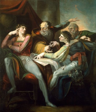 Tvist mellem Hotspur, Glendower, Mortimer og Worcester, 1784. af Johann Heinrich Füssli