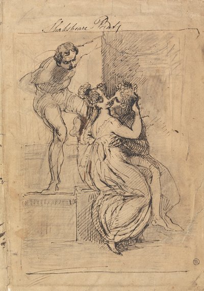 Figur læner sig over trapper af Johann Heinrich Füssli