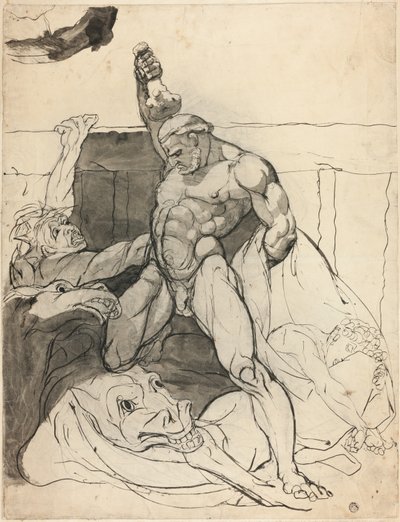 Hercules dræber Diomedes hopper af Johann Heinrich Füssli
