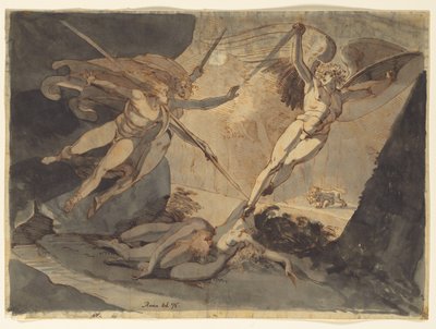 Satan starter fra berøringen af Ithuriels spyd, 1776. af Johann Heinrich Füssli