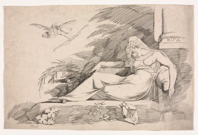 Sovende kvinde med en cupid af Johann Heinrich Füssli