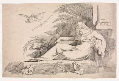 Sovende kvinde med en amor, 1780-1790. af Johann Heinrich Füssli